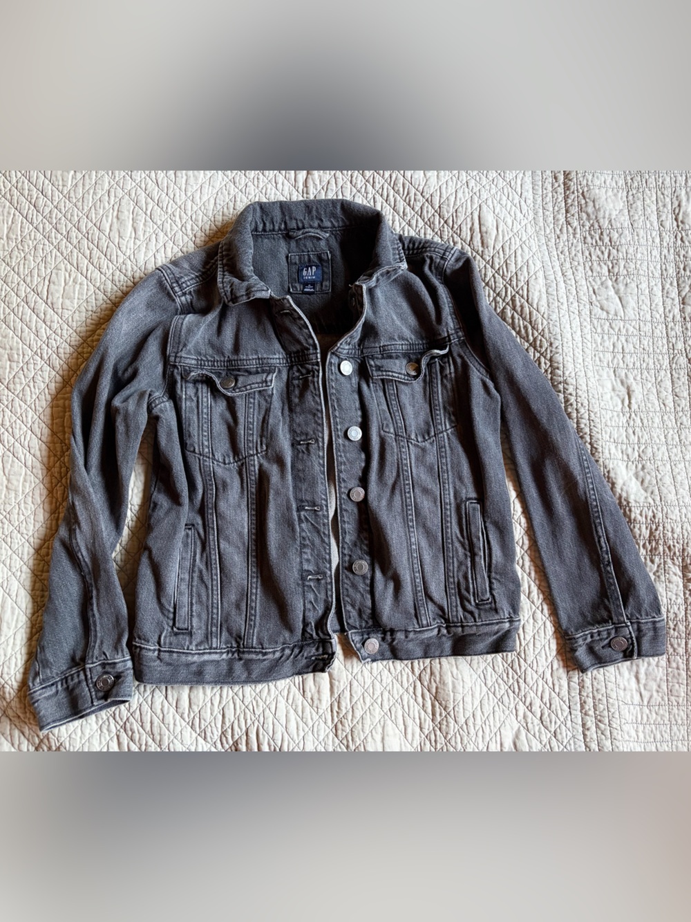 GAP Charcoal Button-Front Denim Jacket